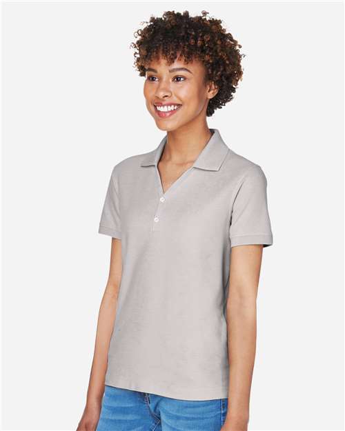 Devon & Jones D100W Women's Pima Piqué Polo - Silver - model side