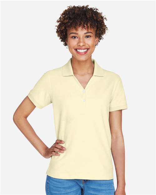 Devon & Jones D100W Women's Pima Piqué Polo - Transparent Yellow - model front