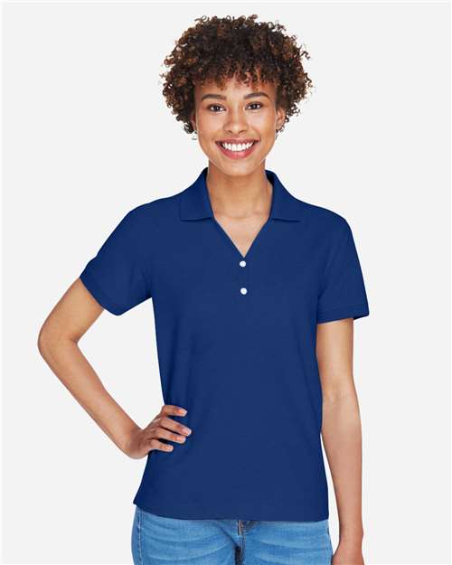 Devon & Jones D100W Women's Pima Piqué Polo - True Royal - model front