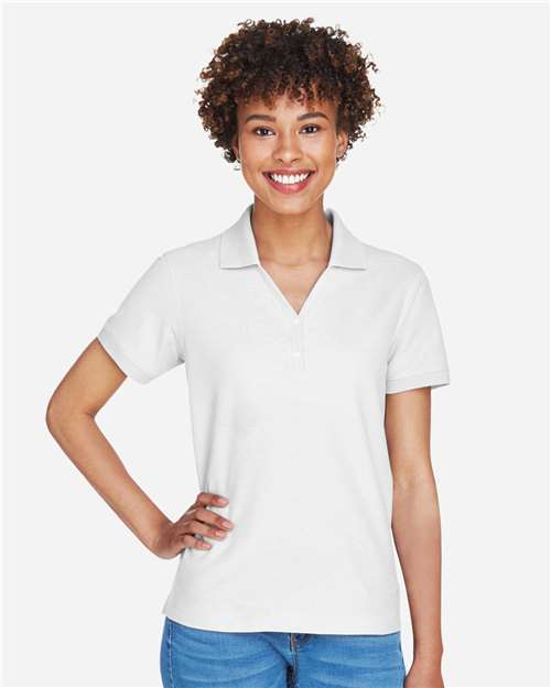 Devon & Jones D100W Women's Pima Piqué Polo - White - model front