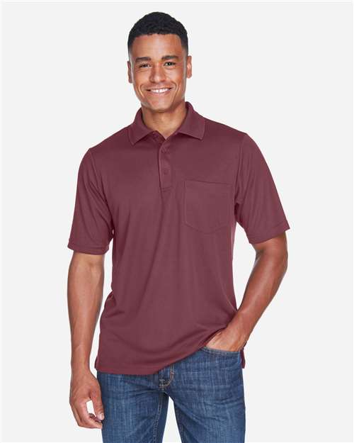 Core 365 88181P Men's Origin Performance Piqué Polo with Pocket - Burgundy - model front