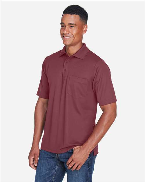 Core 365 88181P Men's Origin Performance Piqué Polo with Pocket - Burgundy - model side
