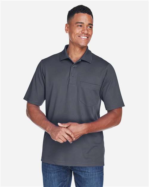Core 365 88181P Men's Origin Performance Piqué Polo with Pocket - Carbon - model front