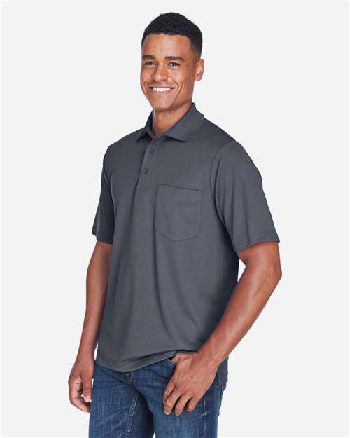 Core 365 88181P Men's Origin Performance Piqué Polo with Pocket - Carbon - model side