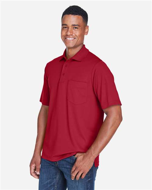 Core 365 88181P Men's Origin Performance Piqué Polo with Pocket - Classic Red - model side