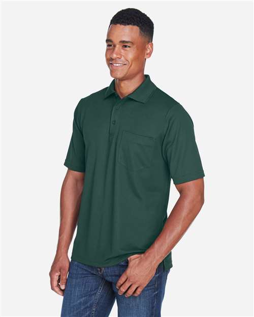 Core 365 88181P Men's Origin Performance Piqué Polo with Pocket - Forest - model side