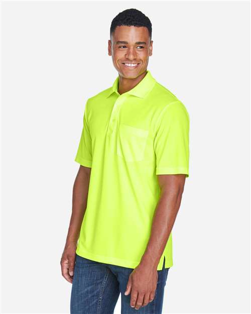 Core 365 88181P Men's Origin Performance Piqué Polo with Pocket - Safety Yellow - model side