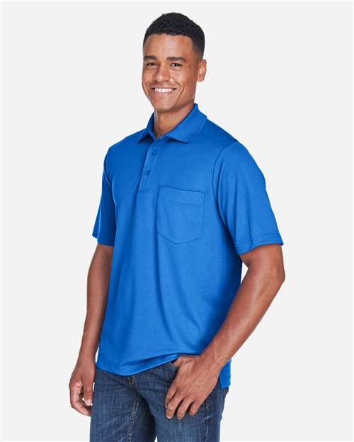 Core 365 88181P Men's Origin Performance Piqué Polo with Pocket - True Royal - model side