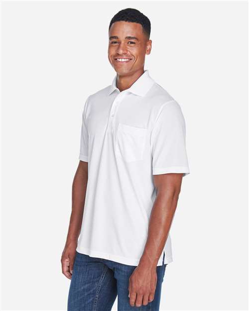 Core 365 88181P Men's Origin Performance Piqué Polo with Pocket - White - model side