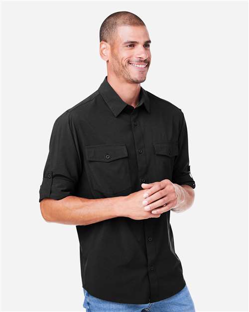 Core 365 CE510L Men's Ultra UVP Marina Shirt - Black - model side