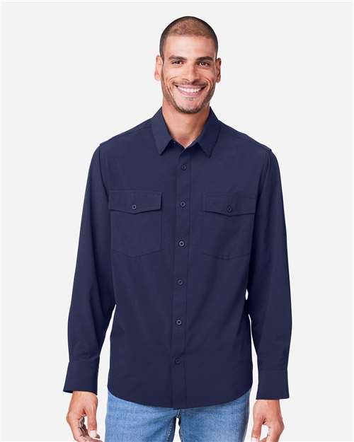 Core 365 CE510L Men's Ultra UVP Marina Shirt - Classic Navy - model front