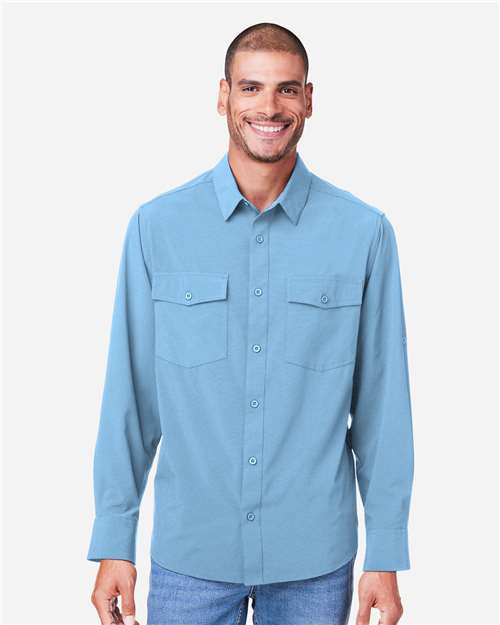 Core 365 CE510L Men's Ultra UVP Marina Shirt - Columbia Blue - model front