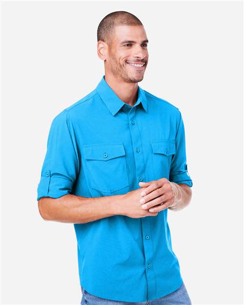 Core 365 CE510L Men's Ultra UVP Marina Shirt - Electric Blue - model side