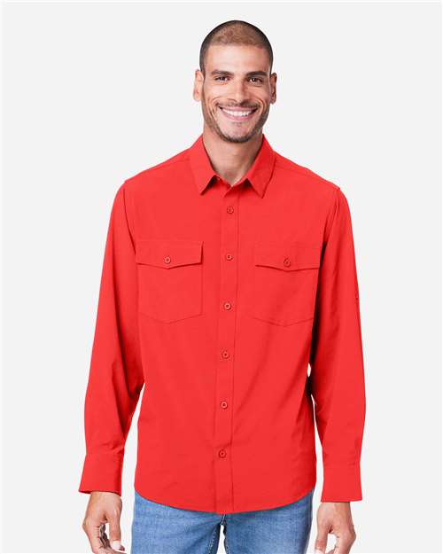 Core 365 CE510L Men's Ultra UVP Marina Shirt - Marina Red - model front
