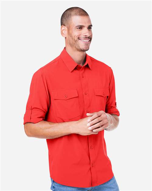 Core 365 CE510L Men's Ultra UVP Marina Shirt - Marina Red - model side