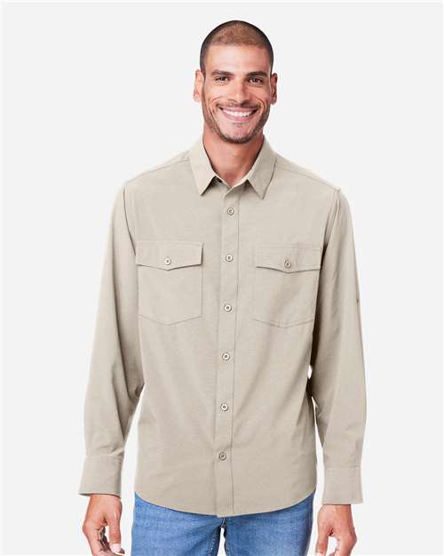 Core 365 CE510L Men's Ultra UVP Marina Shirt - Stone - model front