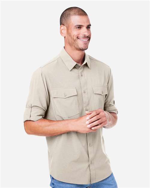 Core 365 CE510L Men's Ultra UVP Marina Shirt - Stone - model side