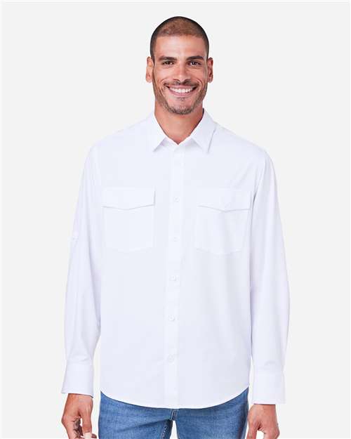 Core 365 CE510L Men's Ultra UVP Marina Shirt - White - model front