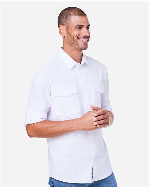 Core 365 CE510L Men's Ultra UVP Marina Shirt - White - model side