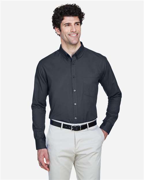 Core 365 88193 Men's Operate Twill Dress Shirt - Carbon - model front