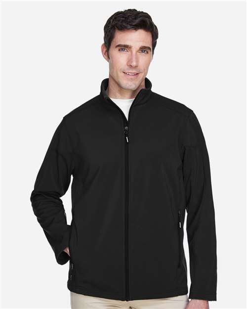 Core 365 88184 Men's Cruise Two-Layer Fleece Bonded Soft Shell Jacket - Black - model front