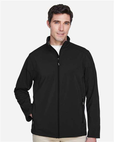 Core 365 88184 Men's Cruise Two-Layer Fleece Bonded Soft Shell Jacket - Black - model front