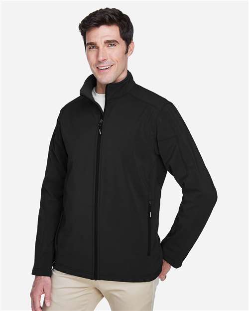 Core 365 88184 Men's Cruise Two-Layer Fleece Bonded Soft Shell Jacket - Black - model side