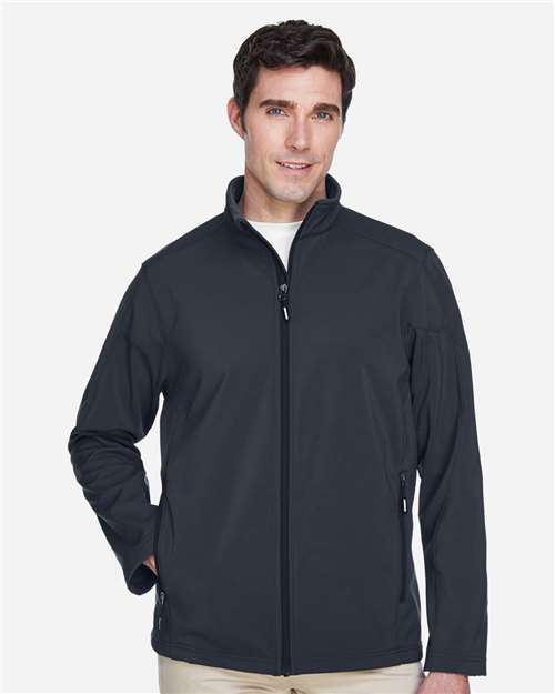 Core 365 88184 Men's Cruise Two-Layer Fleece Bonded Soft Shell Jacket - Carbon - model front