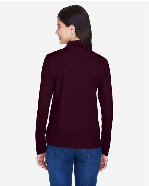 Core 365 78192 Women's Pinnacle Performance Long Sleeve Piqué Polo - Burgundy - model back