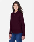 Core 365 78192 Women's Pinnacle Performance Long Sleeve Piqué Polo - Burgundy - model side
