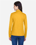 Core 365 78192 Women's Pinnacle Performance Long Sleeve Piqué Polo - Campus Gold - model back