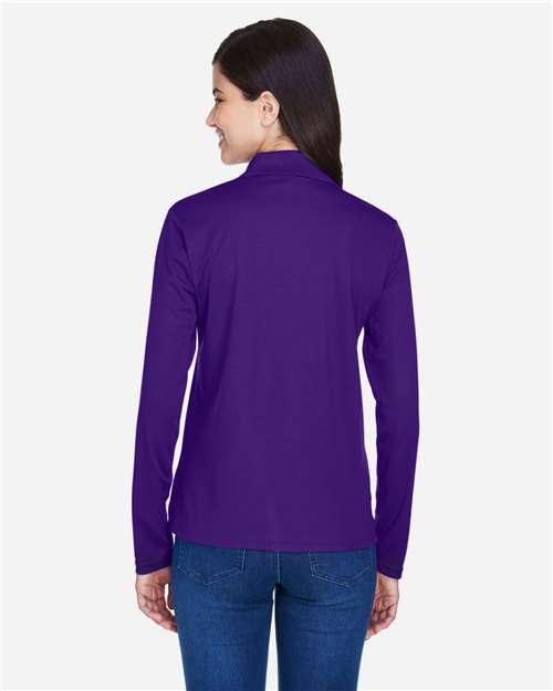 Core 365 78192 Women's Pinnacle Performance Long Sleeve Piqué Polo - Campus Purple - model back