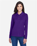 Core 365 78192 Women's Pinnacle Performance Long Sleeve Piqué Polo - Campus Purple - model front