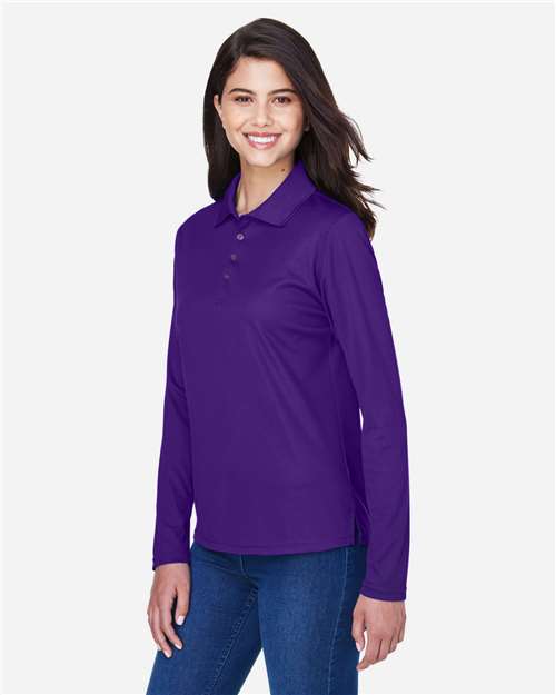 Core 365 78192 Women's Pinnacle Performance Long Sleeve Piqué Polo - Campus Purple - model side