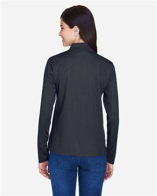 Core 365 78192 Women's Pinnacle Performance Long Sleeve Piqué Polo - Carbon - model back