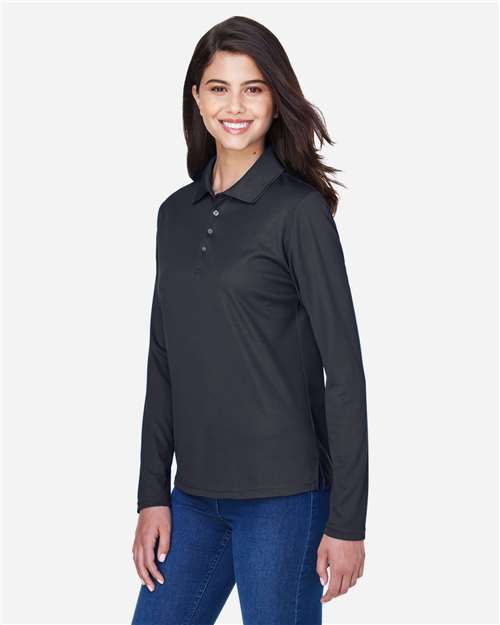 Core 365 78192 Women's Pinnacle Performance Long Sleeve Piqué Polo - Carbon - model side