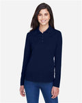 Core 365 78192 Women's Pinnacle Performance Long Sleeve Piqué Polo - Classic Navy - model front