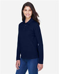 Core 365 78192 Women's Pinnacle Performance Long Sleeve Piqué Polo - Classic Navy - model side