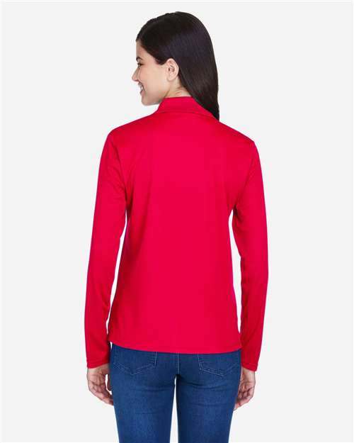 Core 365 78192 Women's Pinnacle Performance Long Sleeve Piqué Polo - Classic Red - model back