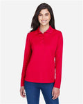 Core 365 78192 Women's Pinnacle Performance Long Sleeve Piqué Polo - Classic Red - model front