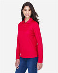 Core 365 78192 Women's Pinnacle Performance Long Sleeve Piqué Polo - Classic Red - model side