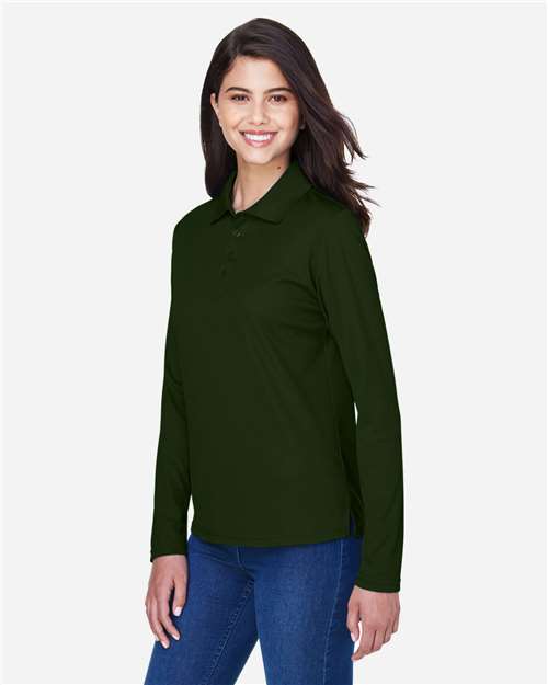 Core 365 78192 Women's Pinnacle Performance Long Sleeve Piqué Polo - Forest - model side