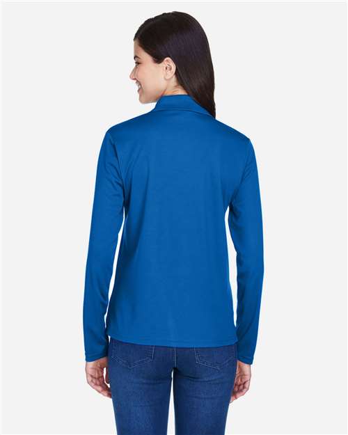 Core 365 78192 Women's Pinnacle Performance Long Sleeve Piqué Polo - True Royal - model back