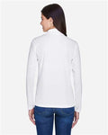 Core 365 78192 Women's Pinnacle Performance Long Sleeve Piqué Polo - White - model back
