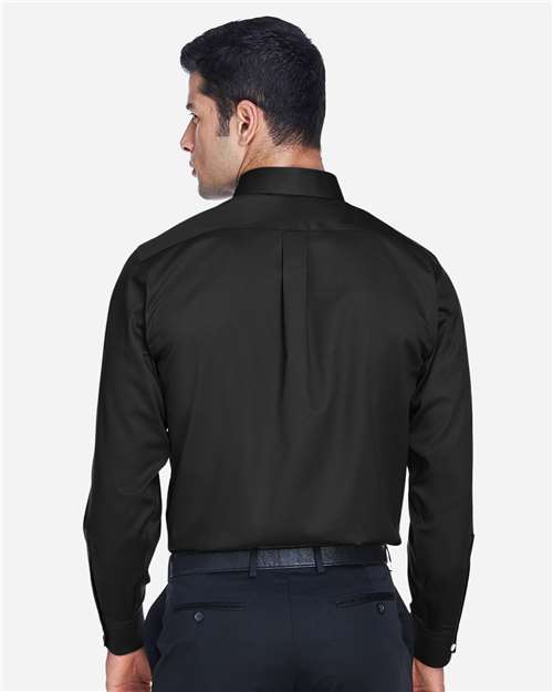 Devon & Jones DG530 Men's Crown Collection Solid Stretch Twill Woven Dress Shirt - Black - model back