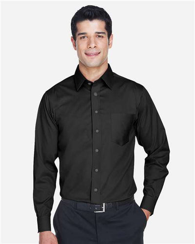 Devon & Jones DG530 Men's Crown Collection Solid Stretch Twill Woven Dress Shirt - Black - model front