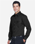 Devon & Jones DG530 Men's Crown Collection Solid Stretch Twill Woven Dress Shirt - Black - model side