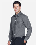 Devon & Jones DG530 Men's Crown Collection Solid Stretch Twill Woven Dress Shirt - Graphite - model side