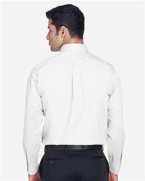 Devon & Jones DG530 Men's Crown Collection Solid Stretch Twill Woven Dress Shirt - White - model back