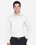 Devon & Jones DG530 Men's Crown Collection Solid Stretch Twill Woven Dress Shirt - White - model front
